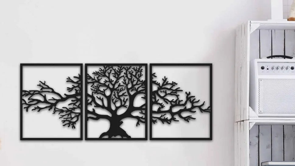 “Eternal Roots” – Split Tree of Life 3-Piece Wall Art