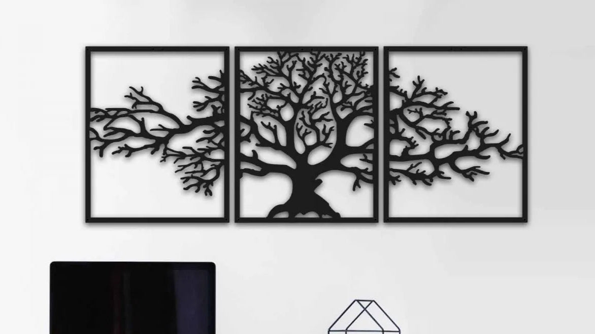 “Eternal Roots” – Split Tree of Life 3-Piece Wall Art