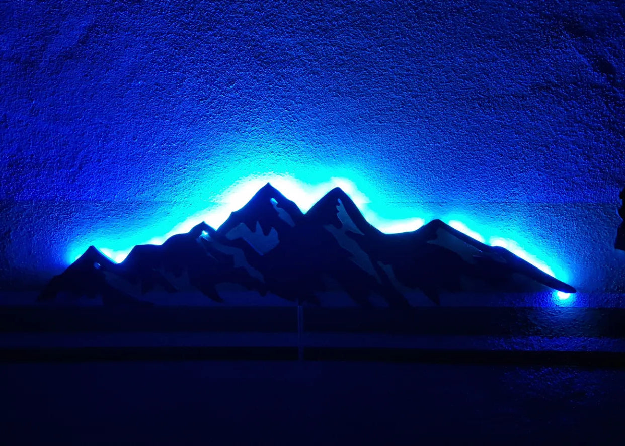 "Luminous Peaks" – LED Backlit Mountain Wall Art