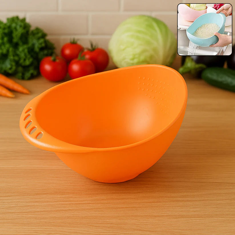 0081 Virgin Rice Bowl Durable Plastic Strainer Water Strainer  Vegetable  Fruits Washing Bowl