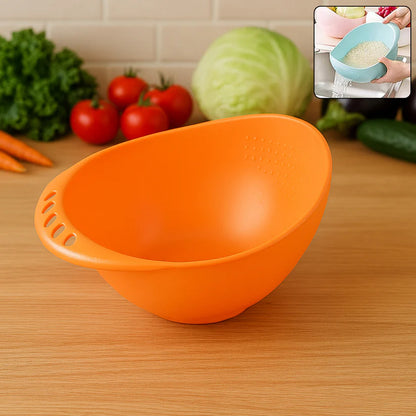 0081 Virgin Rice Bowl Durable Plastic Strainer Water Strainer  Vegetable  Fruits Washing Bowl