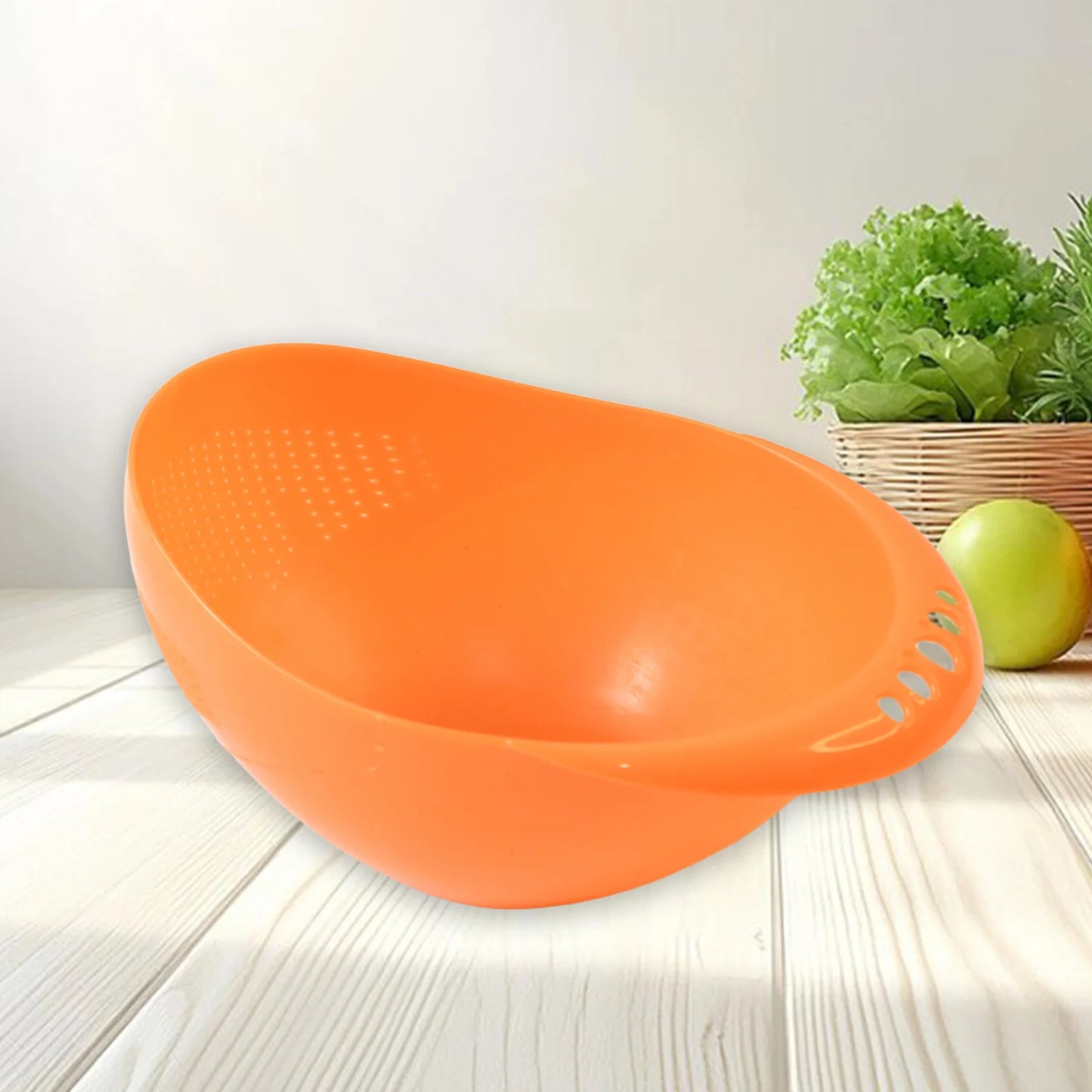 0081 Virgin Rice Bowl Durable Plastic Strainer Water Strainer  Vegetable  Fruits Washing Bowl