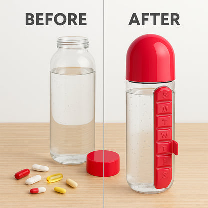 Water Bottle With Built-in 7-day Pill Organizer Approx 900ml (1 Pc)
