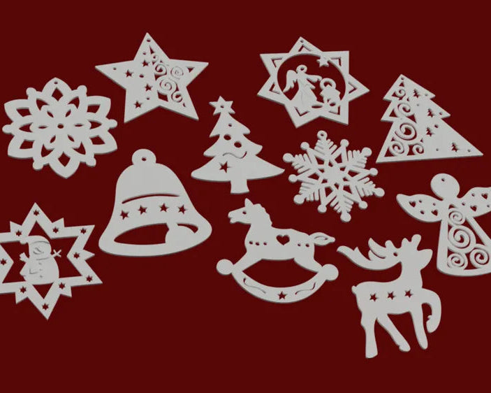 Christmas Tree Ornaments (Set of 16) – Festive 3D Printed Decoration Set