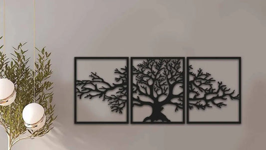 “Eternal Roots” – Split Tree of Life 3-Piece Wall Art