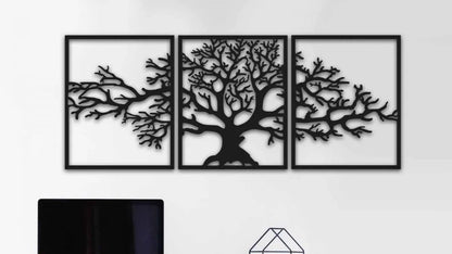 “Eternal Roots” – Split Tree of Life 3-Piece Wall Art