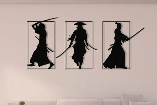 "Samurai Spirit" 3-Piece Metal Wall Art Set