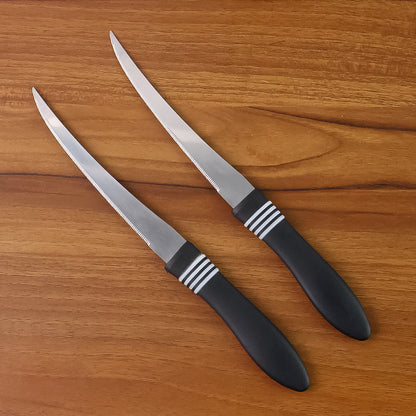 Premium Curved Serrated Stainless Steel Kitchen Knife Set (Mix Color  2 Pc)