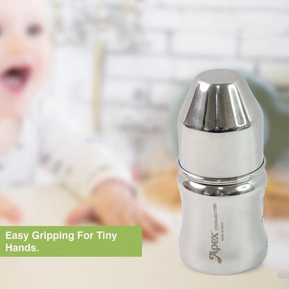 Apex Premium Stainless Steel Baby Feeding Bottle (125 Ml  1 Pc)