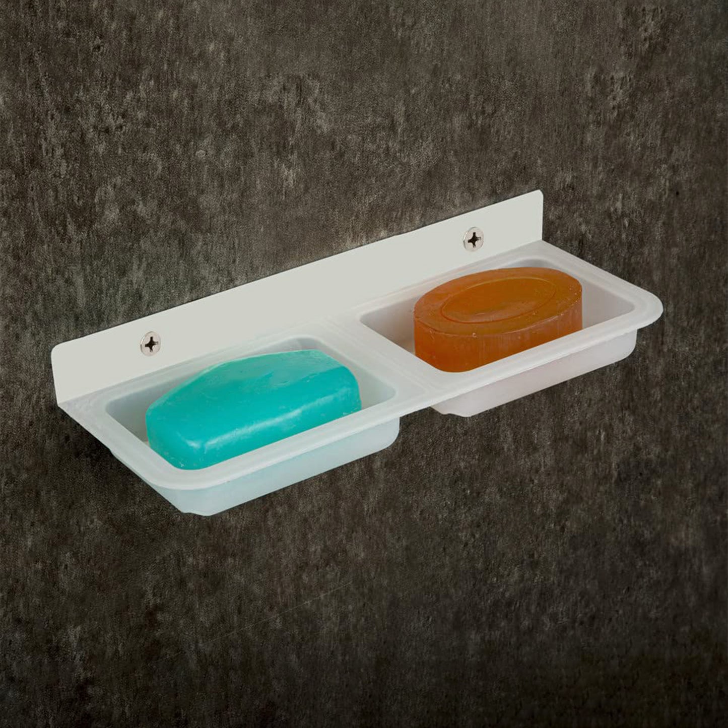 Wall Mounted Double Compartment Soap  Sponge Holder (1 Pc)