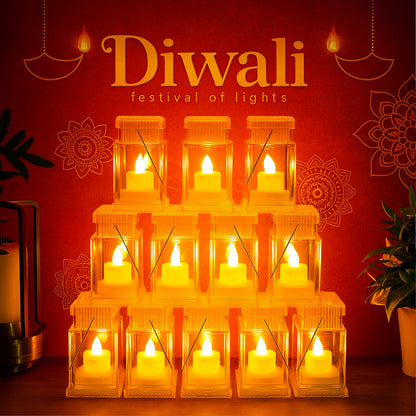 Set Of 12 Led Storm Lantern Decorative Lights