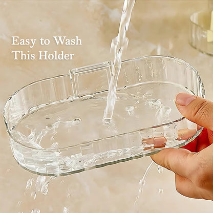 Self Adhesive Transparent Wall Mounted Soap Dish Holder (2 Pc)