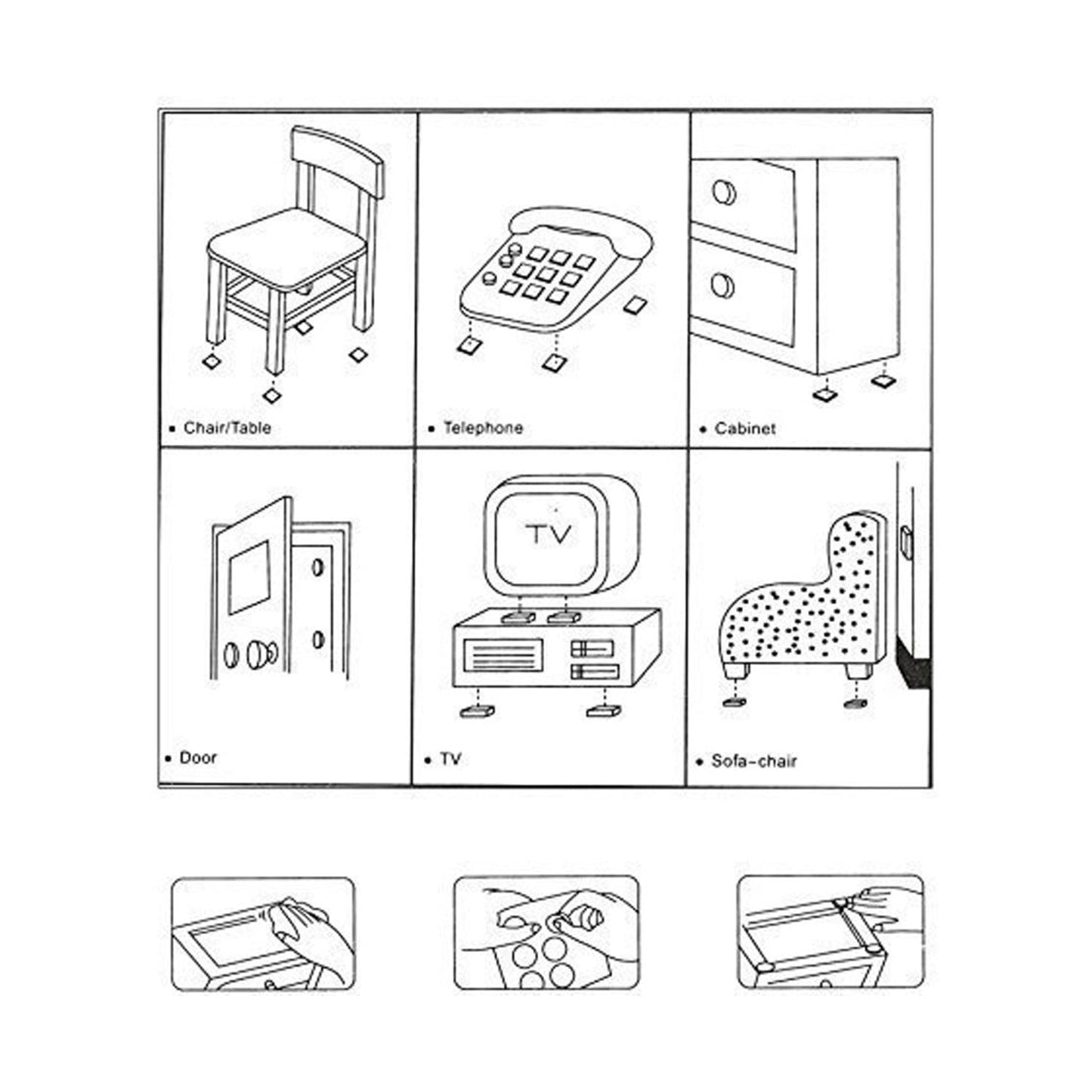 28 Pc Rubber Furniture Pads Self Sticking Non Slip Furniture Noise Insulation Pads