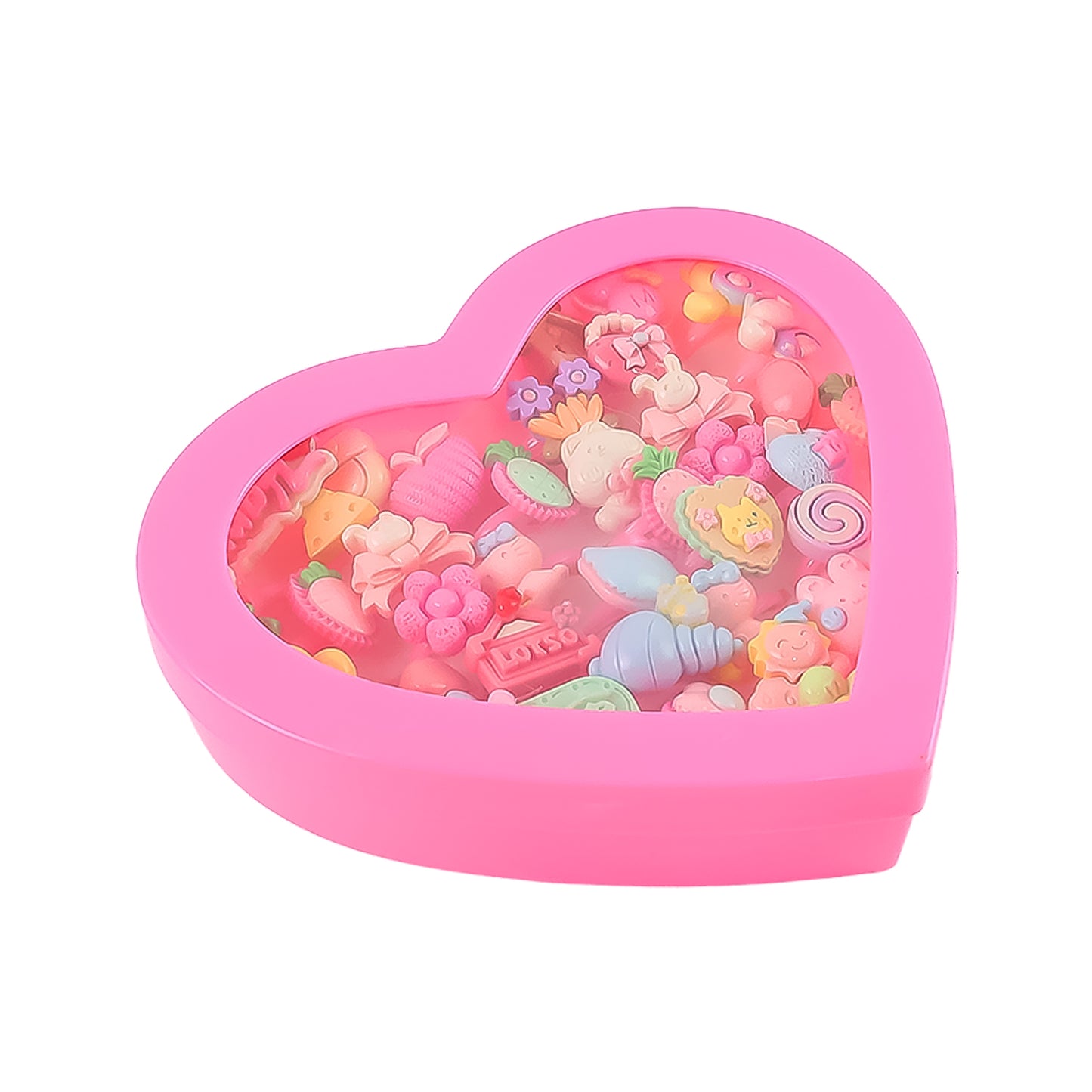 Adorable Playful Decorative Rings For Children In Heart Shaped Storage Box (35 Pcs Aprpox