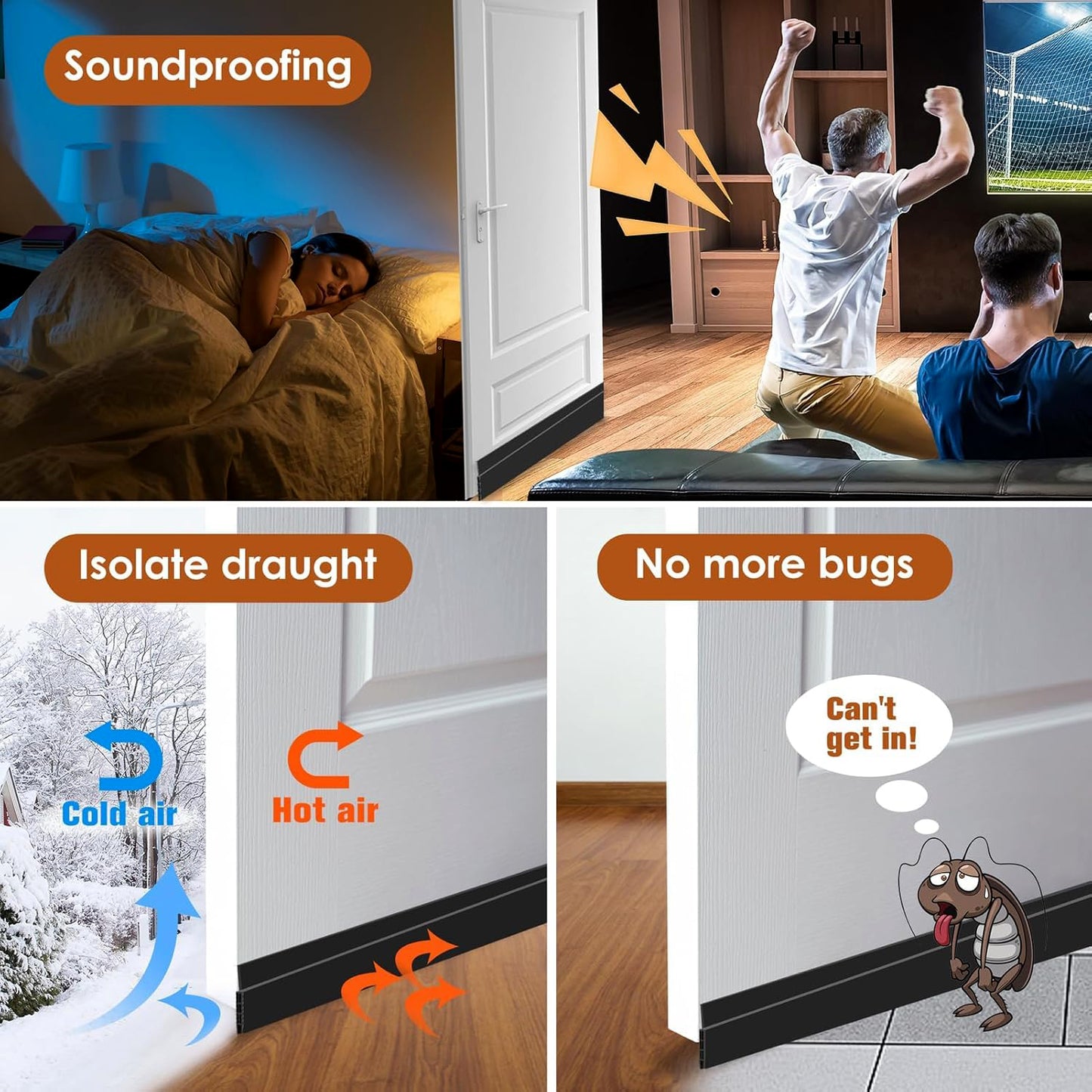 1 Meter Self-adhesive Silicone Door Bottom Seal Strip (1 Mtr  1 Pc)