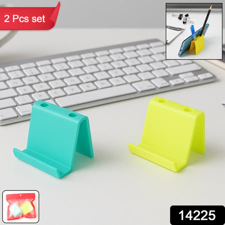 Multifunctional Plastic Mobile Phone Stand  Pen Holder (2 Pc  Mix Color)