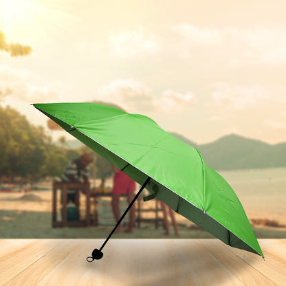 8539 3 Fold Sun Protective Solid Foldable Outdoor Umbrella Portable Sun Uv Protection Lightweight Rain Umbrella With Umbrella Case For Girls Women Men Boys