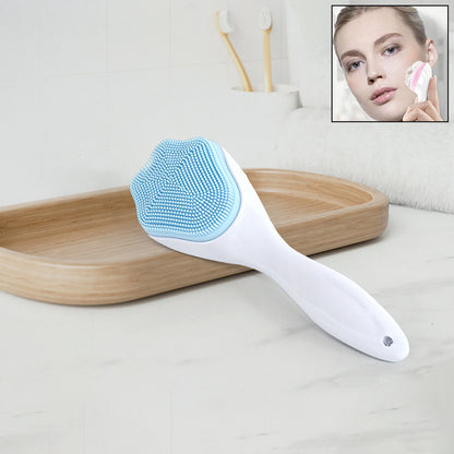 Silicone Face Scrubber Exfoliating Brush Manual Handheld Facial Cleansing Brush (1 Pc)