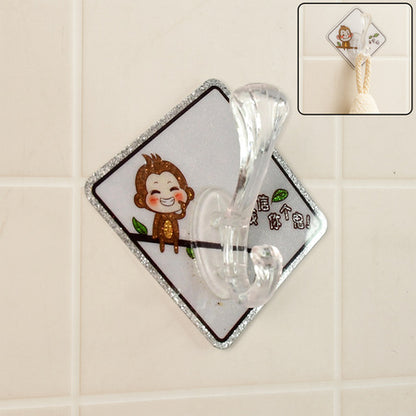 Cute Cartoon Print Transparent Wall Hook With Self-adhesive Back (1 Pc)