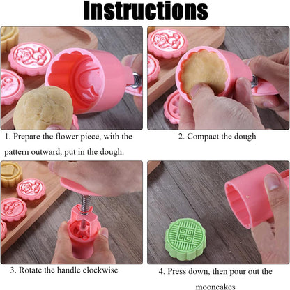 Multipurpose Cookie Biscuit Stamp Mold Set With Press Handle