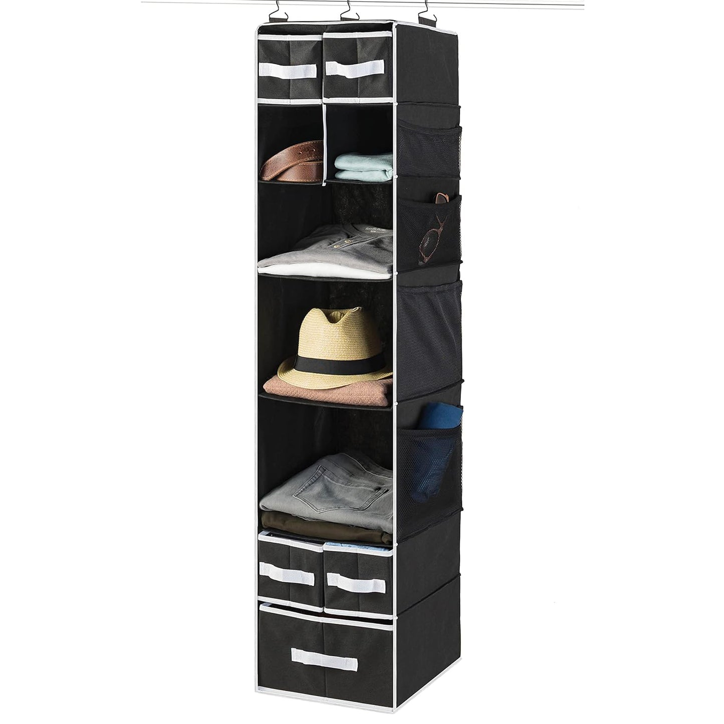 9 Shelf Hanging Closet Organizer With 5 Drawer Organizers