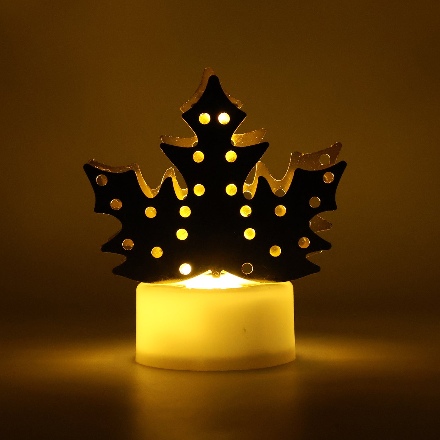Decorative Led Gold Metal Leaf Diya Lamp (1 Pc)
