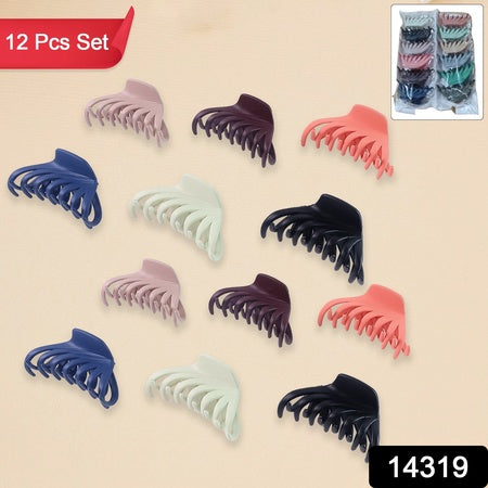 Hair Claw Clips Set For Women  Girls (Mix Design  Multicolor  12 Pc)