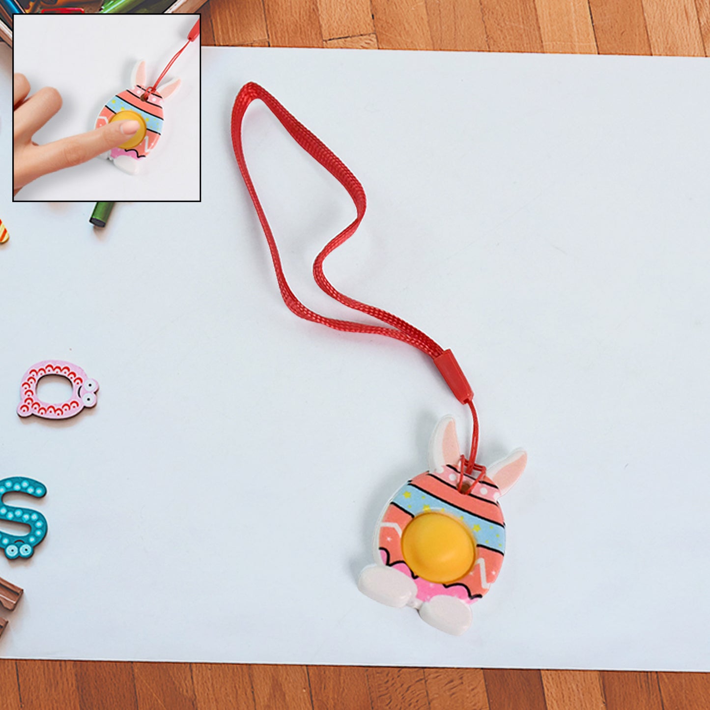 Cute Bunny-shaped Pop It Fidget Toy Keychain (1 Pc)