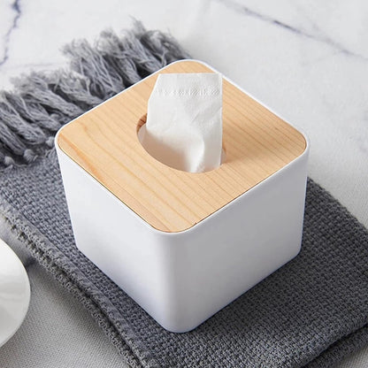 8846 Tissue Box Desktop Stand Bamboo Tissue Cover Box Rectangular Paper Towel Holder Removable Tissue Dispenser For Bathroom Vanity Countertop Bedroom Car Holder Paper Towels Dispenser (1 Pc )