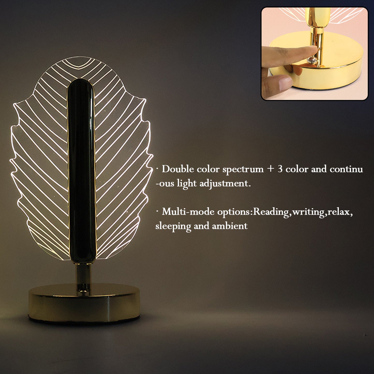Premium Leaf Shape Crystal Table Lamp (1 Pc)
