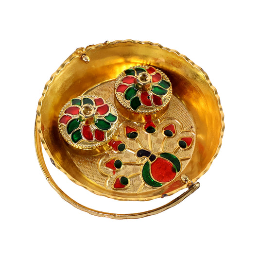 Peacock Meenakari Pooja Tray - (1 Pc)