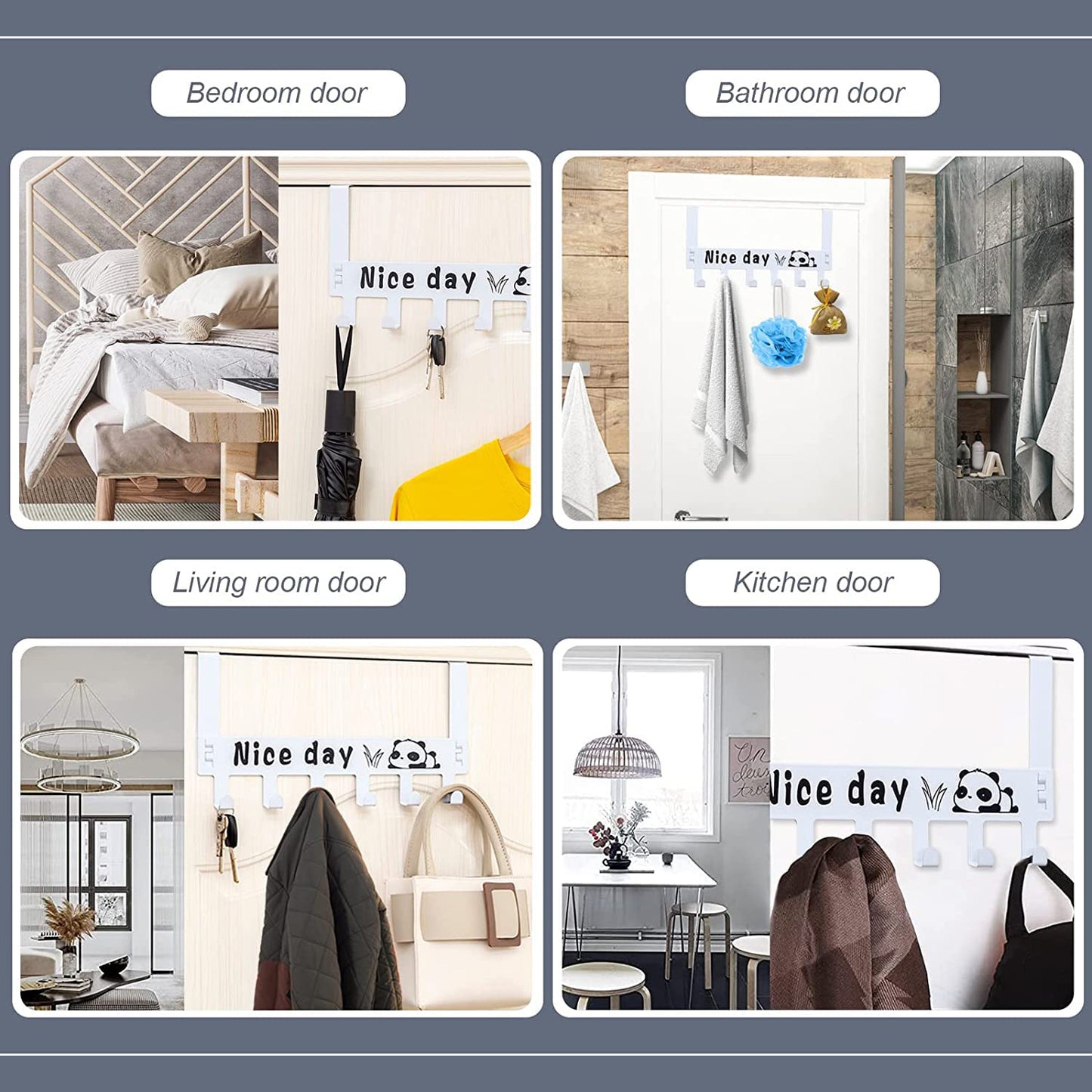 Heavy-duty Carbon Steel Door Hook Hanger Rack (2 Pc  6 Hook  White)