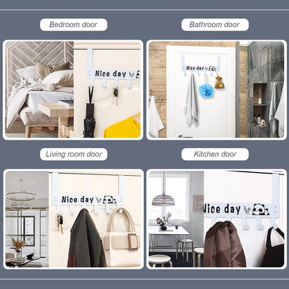 Heavy-duty Carbon Steel Door Hook Hanger Rack (2 Pc  6 Hook  White)