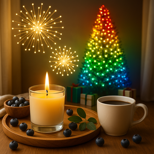 Christmas Decoration bundle (Multicolor LED light + Blueberry Candle + Starburst decor light)