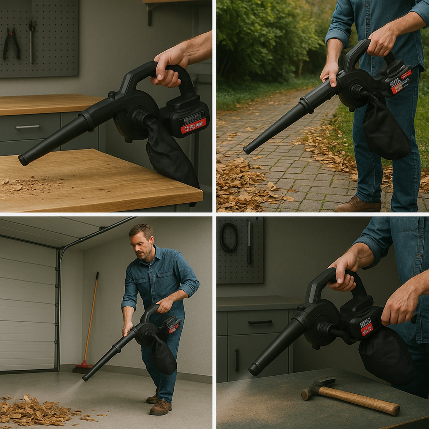 Multi-purpose Home And Garden Air Blower And Suction Vacuum Combo Kit With Collection Bag For Easy Cleaning