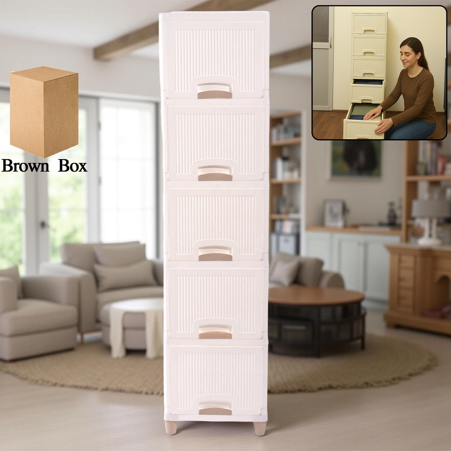 Multi-purpose 5-layer Plastic Storage Drawer Cabinet For Home And Office