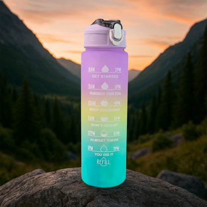 0325 Motivational Water Bottle With Straw  Time Marker Bpa-free Tritan Portable Gym Water Bottle Leakproof Reusable Special Design For Your Sports Activity Hiking Camping