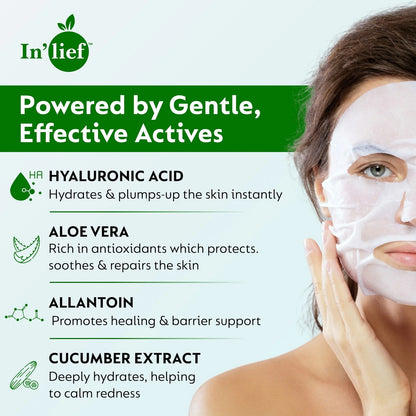 Inlief Hyaluronic Acid 0.1  Aloe Vera 0.5 Hydrating Facial Mask (1 Pc)
