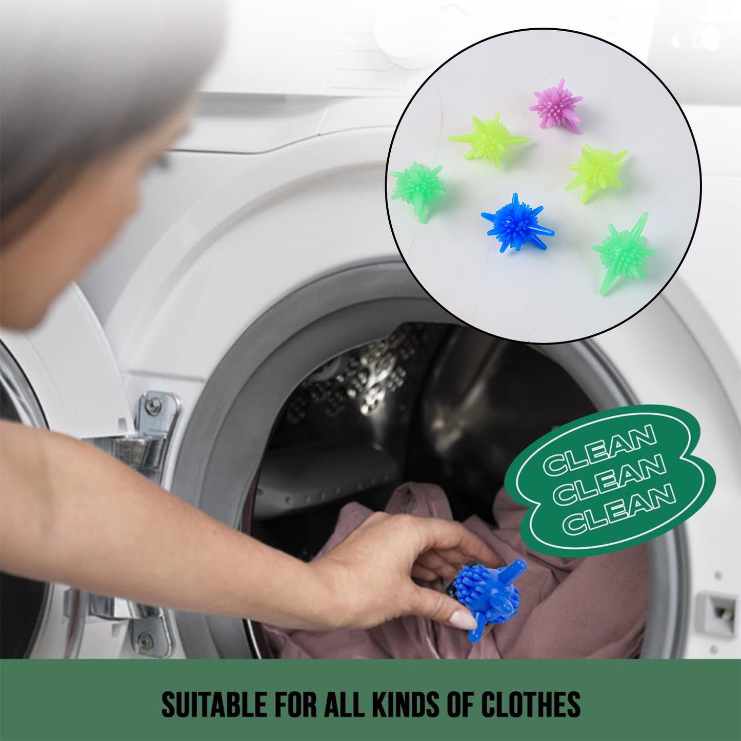 Washing Machine Laundry Reusable Soft Spiky Balls (6 Pc)