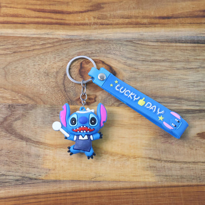 Cute Cartoon Silicone 3d Key Chain With Metal Hook  Strap (Pack Of 1)