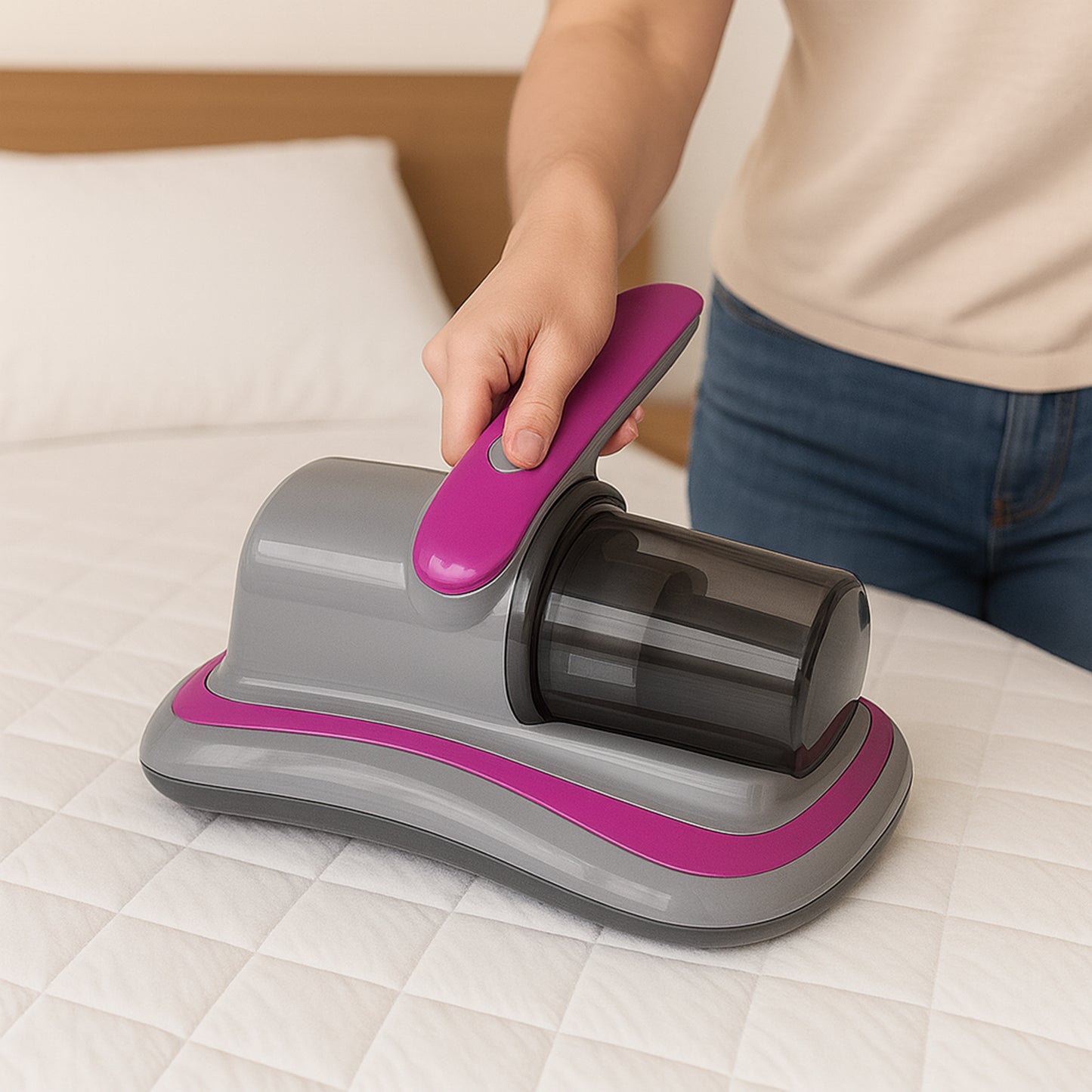 0227 Powerful Suction Portable Handheld Vacuum Cleaner - Low Noise Vacuum Cleaner For Bed - Cordless Vacuum Cleaner For Car Seat Crevices Pillows Mattresses Sofas Wireless Anti Dust And Mite Cleaner