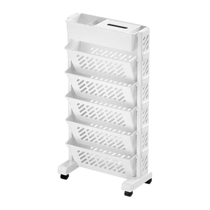 Movable Bookshelf Large Capacity Rotatable Plastic Rolling Organization Shelf  Rack