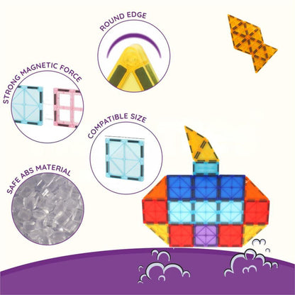 Magnetic Building Tiles Construction Toy Set (16 Pc  Set)