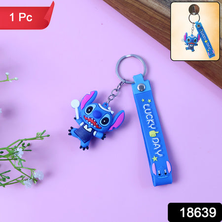 Cute Cartoon Silicone 3d Key Chain With Metal Hook  Strap (Pack Of 1)
