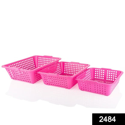 2484 Plastic Multiple Size Cane Fruit Baskets (3 Size Large Medium Small)