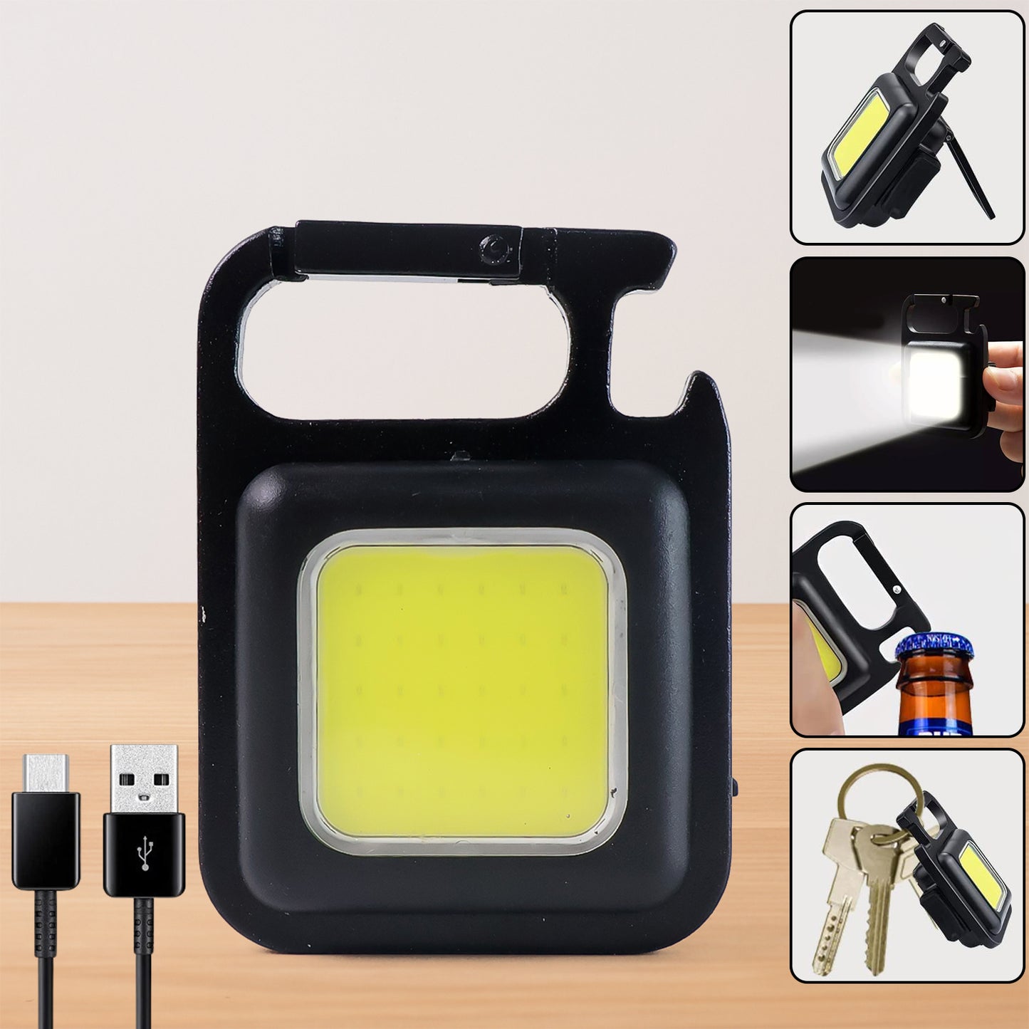 4035 Rechargeable Keychain Mini Flashlight With 4 Light Modesultralight Portable Pocket Light With Folding Bracket Bottle Opener And Magnet Base For Camping Walking