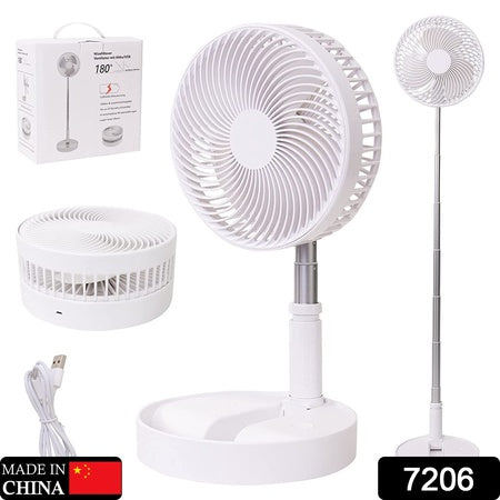 7206 Telescopic Electric Desktop Fan Height Adjustable Foldable  Portable For Travelcarry  Silent Table Top Personal Fan For Bedside Office Table (Battery Not Include)