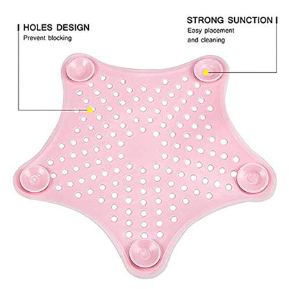 Baby Pink Silicone Star Shaped Sink Filter Bathroom Hair Catcher Drain Strainers For Basin
