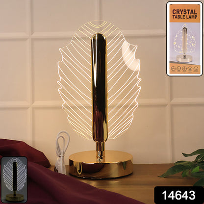 Premium Leaf Shape Crystal Table Lamp (1 Pc)