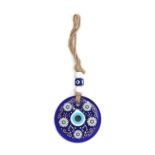 Decorative Evil Eye Wall Hanging Nazar Protector Charm With Beads Wind Chime (1 Pc)